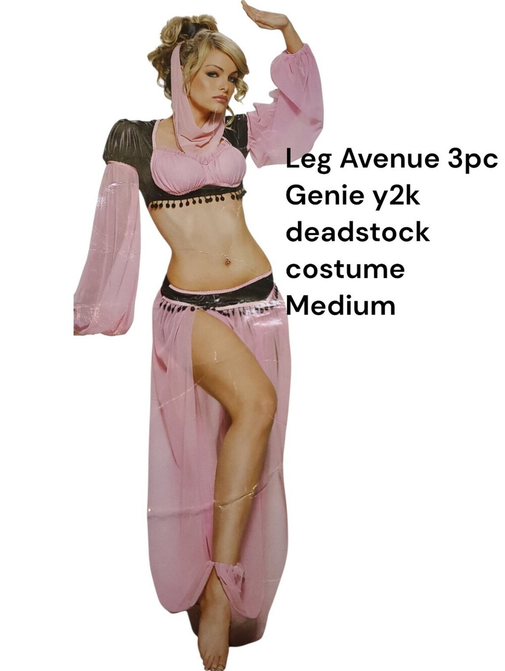 Vintage Leg Avenue 3pc Genie Y2K Costume Pink Rave Set Discontinued Womens (M)
